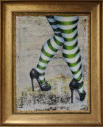 stripes'n'heels, Acryl & Pigmente auf Leinwand, ca. 120 x 90 x 10 cm