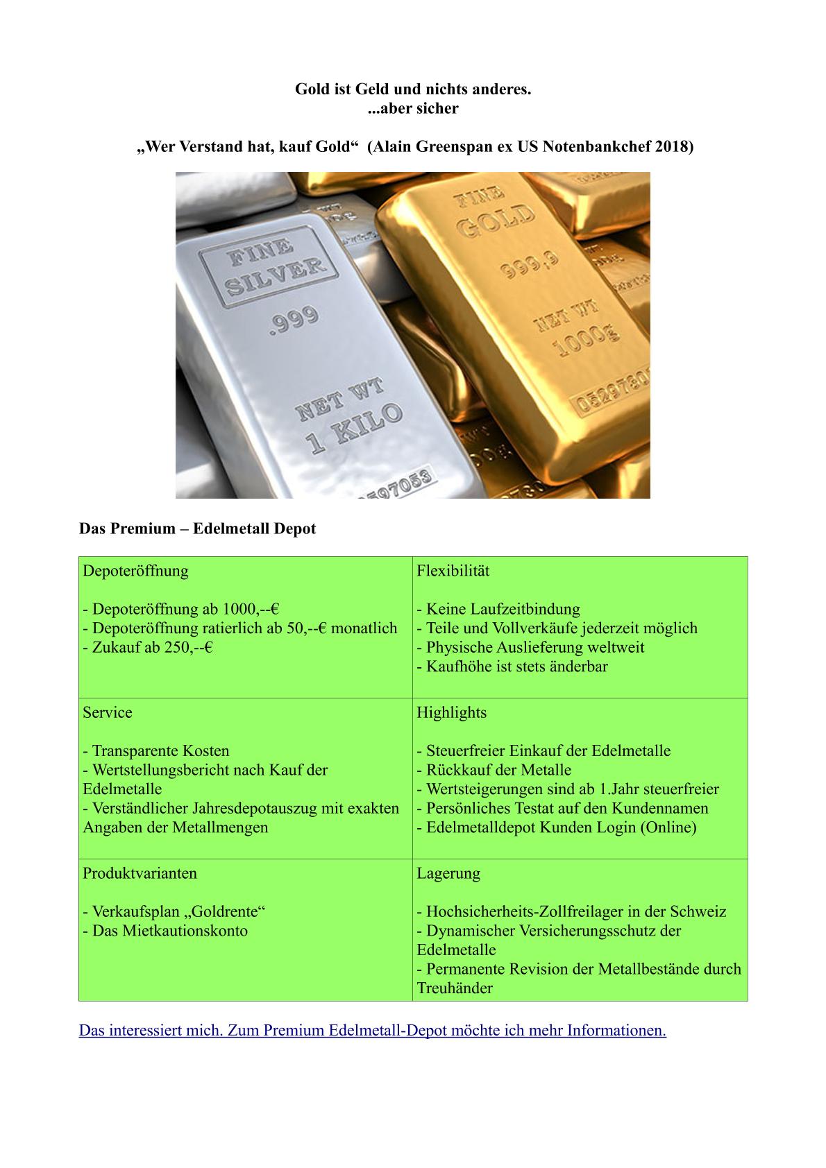 Gold Mietkautionsdepot